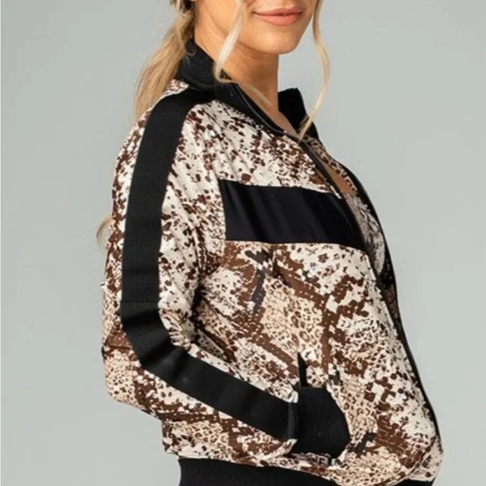 Buddy Love Track Jacket‎ Snakeskin Print Brown Tan Exc Athleisure Streetwear Sm